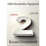 Lufern No 2 Kapı Numarası Kendinden Yapışkanlı Masa Dolap Plastik Ev Posta Kutusu Dış Mekan Daire 3,75 cm - Metalik Gri