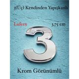 Lufern No 3 Kapı Numarası Kendinden Yapışkanlı Masa Dolap Plastik Ev Posta Kutusu Dış Mekan Daire 3,75 cm - Metalik Gri