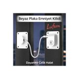Lufern Özel Tasarım Beyaz Plaka Halatlı Emniyet Kilidi Balkon Kapı Pencere Güvenlik Kilidi Ev Iş Yeri