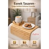 Lufern Özel Tasarım Katlanabilir Ahşap Koltuk Yanı Kanepe Tepsisi Aksesuar Bardak Atıştırmalık 32X33 cm - 1 Adet