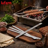 Lufern Özel Tasarım Profesyonel Adana Kebap Şişi 60 cm Geniş Yassı Metal Mangal Ekipmanı Urfa Izgara - 1 Adet