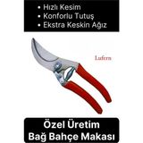 Lufern Özel Üretim Bağ Ağaç Budama Makası Üzüm Bahçe Çiçek Gül Bitki Narenciye Eğri Dal Kesme Aleti - Kırmızı