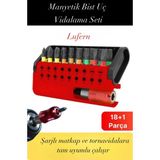 Lufern Özel Üretim Manyetik Bits Uç Vidalama Çelik Tornavida Seti Kutulu 18+1 Parça 1/4 Hex Uyumlu Teknik - Çok Renkli
