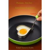 Lufern Paslanmaz Çelik Kalp Şekilli Kızartma Kalıbı Yumurta Omlet Krep Pankek Pancake Pişirme Kalıbı - Metalik Gri