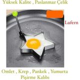 Lufern Paslanmaz Çelik Yıldız Şekilli Kızartma Kalıbı Yumurta Omlet Krep Pankek Pancake Pişirme Kalıbı - Metalik Gri