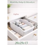 Lufern Pratik Dayanıklı Büyük Boy Dolap Içi Düzenleyici Organizer Raf Depolama Banyo Kiler Gardrop Mutfak - 20 x 29 x 12,5 cm