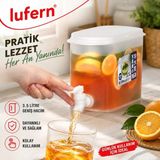 Lufern Pratik Musluklu Içecek Sebili Buzdolabı Uyumlu 3.5 Litre Limonata Soğuk Çay Meyve Suyu Piknik Kamp