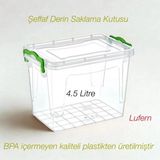 Lufern Pratik Şeffaf Derin Saklama Kutusu 4.5 Litre Gıdalar Temizlik Ürünleri Hava Geçirmez Yıkanabilir