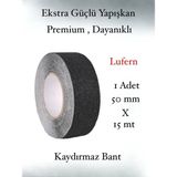 Lufern Premium 50MM x 15MT Siyah Kaydırmaz Bant Yapışkanlı Merdiven Basamak Zemin Güçlü Tutunabilen Halı - 50 mm