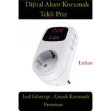 Lufern Premium Dijital Akım Korumalı Tekli Priz Tv Bilgisayar LED Göstergeli Ekran Çocuk 4000 Watt Güvenli - Beyaz