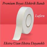 Lufern Premium Kalite 1 Adet 20 mt Kablo Yalıtım Pvc Elektrik Bandı Dayanıklı Sızdırmaz Koruma Bant Beyaz