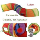 Lufern Premium Kedi Oyun Tüneli 125 cm Katlanabilir Oyuncak Güvenli Saklanma Alanı