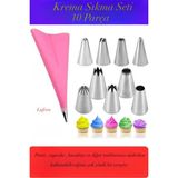 Lufern Profesyonel Paslanmaz Çelik Uçlu Tatlı Pasta Kurabiye Kek Süsleme Krema Sıkma Torbası Seti 10 Parça - 26 x 26 x 7 cm
