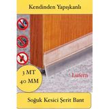 Lufern Rüzgar Ses Toz Böcek Önleyici Kapı Altı Isı Yalıtım Soğuk Kesici Şerit Bant Şeffaf 40 mm x 3 mt - 1 Adet
