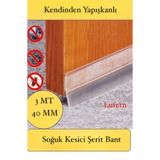Lufern Rüzgar Ses Toz Böcek Önleyici Kapı Altı Isı Yalıtım Soğuk Kesici Şerit Bant Şeffaf 40 Mm X 3 Mt