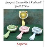 Lufern Şarjlı El Fanı Vantilatör 3 Kademeli Kompakt Taşınabilir Ofis Seyahat Sıcak Hava Ferahlık 17X11 cm - Çok Renkli