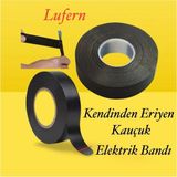 Lufern Süper Güçlü 1 Adet Siyah Kauçuk Kendinden Eriyen Bant Elektrik Sızdırmazlık Bandı 5 mt 1.9 cm
