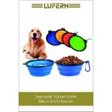 Lufern Taşınabilir Katlanabilir Seyahat Tipi Çok Amaçlı Kedi Köpek Mama Su Kabı Silikon Evcil Hayvan