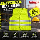 Lufern Terletmeyen Fosforlu Sarı İkaz Yeleği Çift Reflektörlü İş Güvenliği Yol Bakım Muayene İstasyonu