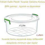 Lufern Yüksek Kalite Plastik Yuvarlak Saklama Kutusu 4 Litre Salata Kuru Gıda Hazır Yemek Sıvı Geçirmez - Şeffaf