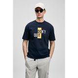 Lufian 111020285 Carl Modern Grafik T- Shirt Tişört Erkek Tişort LACİVERT