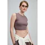 Lufian 121020035 Jade Sıfır Kol T-Shirt Kadın Tişört - XS - Mürdüm