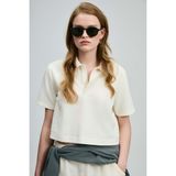 Lufian 121040001 Narın Polo Yaka T-Shirt Kadın Tişört - XS - Bej