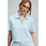 Lufian 121040001 Narın Polo Yaka T-Shirt Kadın Tişört - XS - Mavi