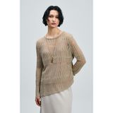 Lufian 121090043 Lace Kadın Örme T-Shirt Kadın Tişört VİZON