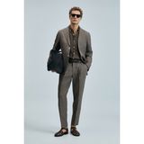 Lufian Alberto Smart Erkek Chino Pantolon Comfort Pileli Kahverengi - 48