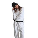 Lufian Amaya Kadın T-Shirt Regular Fit,%95 Pamuk%5 Elastan, Ekru, L Beden