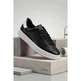 Lufian Anton V-1 Hakiki Deri Siyah Erkek Sneaker Ayakkabı - Beyaz Tabanlı Klasik Spor Ayakkabı LFN-RS2026 - Siyah-001