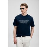 Lufian Baskılı Pamuk Karışımlı Oversize Bisiklet Yaka T Shirt Erkek T SHİRT 111020284