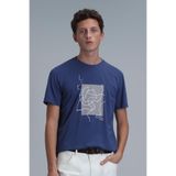Lufian Bisiklet Yaka Regular Fit Koyu Saks Erkek%100 Pamuk T-Shirt 111020205 L