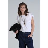 Lufian Clara Kadın T- Shırt Regular Fit Beyaz - 01-Beyaz - XS