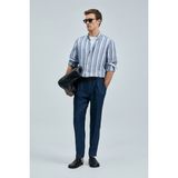 Lufian Conroy Erkek Keten Gömlek Regular Fit Lacivert - XL