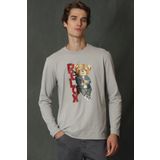 Lufian Dominic Bej Uzun Kol Erkek T-shirt