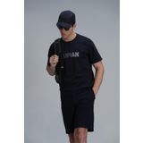 Lufian Erkek Benjamın Modern Grafik T-Shirt 111020197 Lacivert S