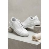 Lufian Erkek Beyaz Hakiki Deri Sneaker - Bağcıksız Casual Günlük Ayakkabı