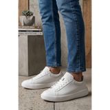 Lufian Erkek Beyaz Hakiki Deri Sneaker - Minimalist Kalın Tabanlı Günlük Ayakkabı