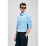 Lufian Erkek Comfort Fit Keten Gömlek Mavi Renk Casual Stil Uzun Kollu