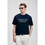 Lufian Erkek Frank Modern Grafik T-Shirt 111020284 Lacivert - XL