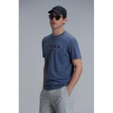 Lufian Erkek Gold Modern Grafik T-Shirt 111020191 Koyu Mavi M