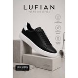 Lufian Erkek Hakiki Deri Sneaker Günlük Spor Ayakkabı Siyah Kalın Taban Hafif Rahat Casual LFN-RS2006