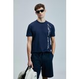 Lufian Erkek Justın Modern Grafik T-Shirt 111020231 Açık Lacivert