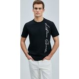 Lufian Erkek Justın Modern Grafik T-Shirt 111020231 Siyah