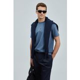 Lufian Erkek Marcus Modern Grafik T-Shirt 111020235 Koyu Mavi