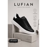 Lufian Erkek Siyah Hakiki Deri Sneaker Günlük Spor Ayakkabı Kaymaz Taban Modern Casual
