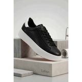 Lufian Erkek Siyah/beyaz Deri Sneaker - Beyaz Tabanlı, Casual Günlük Ayakkabı