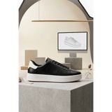 Lufian Erkek Siyah/Beyaz/Turuncu Detaylı Hakiki Deri Sneaker - Casual Günlük Ayakkabı LFN-541